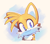 Size: 1276x1114 | Tagged: safe, artist:killukitsune, miles "tails" prower, fox, abstract background, bust, head tilt, looking offscreen, outline, smile, solo, white outline
