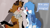 Size: 1280x720 | Tagged: dead source, safe, artist:raoutlook, kit the fennec, miles "tails" prower, abstract background, blushing, cyborg, dialogue, duo, english text, eye clipping through hair, frown, gay, kit x tails, looking at each other, mouth open, older, partially roboticized, role swap, scarf, shipping, standing