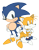 Size: 400x512 | Tagged: safe, artist:triplettailedfox, miles "tails" prower, sonic the hedgehog, blue shoes, classic sonic, classic tails, duo, edit, gay, shipping, simple background, smile, sonic x tails, standing, transparent background, yellow shoes