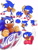 Size: 960x1280 | Tagged: safe, artist:skeletonpendeja, sonic the hedgehog, sonic superstars, animalified, classic sonic, clenched fists, dark skin, dust clouds, eyelashes, faic, literal animal, looking at viewer, male, running, simple background, smile, solo, spindash, standing, super peel-out, white background, yellow gloves