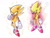 Size: 1280x960 | Tagged: safe, artist:skeletonpendeja, sonic the hedgehog, super sonic, sonic superstars, classic sonic, clenched fists, dark skin, eyelashes, flying, frown, looking offscreen, male, simple background, smile, solo, super form, white background