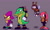 Size: 1600x960 | Tagged: safe, artist:skeletonpendeja, charmy bee, espio the chameleon, mighty the armadillo, vector the crocodile, crucifix, dark skin, flying, frown, group, looking ahead, necklace, shadow (lighting), smile, standing, team chaotix, yellow sclera