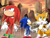 Size: 1000x750 | Tagged: safe, artist:y-firestar, knuckles the echidna, miles "tails" prower, sonic the hedgehog, sonic the hedgehog (2006), city, clouds, crisis city, fake screenshot, fist, from below, frown, hand on hip, looking up, mouth open, outdoors, sonic x style, team sonic, trio