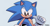 Size: 1139x601 | Tagged: safe, artist:son1c, sonic the hedgehog, alternate eye color, brown eyes, clenched teeth, grey background, looking down, male, simple background, smile, solo, thumbs up, top surgery scars, trans male, transgender