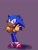 Size: 960x1280 | Tagged: safe, artist:skeletonpendeja, sonic the hedgehog, backwards v sign, dark skin, eyelashes, looking at viewer, male, purple background, shadow (lighting), simple background, smile, solo, standing, yellow gloves