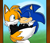 Size: 1246x1084 | Tagged: safe, artist:blazedoughnut, miles "tails" prower, sonic the hedgehog, 2012, abstract background, alternate version, commission, duo, eyes closed, gay, holding each other, shipping, signature, smile, sonic x tails, style emulation, uekawa style, wedding, wedding suit, wink