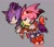 Size: 2048x1761 | Tagged: safe, artist:legochet, amy rose, blaze the cat, hedgehog, sonic cd, 2023, amy x blaze, classic amy, classic blaze, classic sonic (universe), classic style, duo, female, frown, grey background, hands together, heart, lesbian, redraw, shipping, simple background, smile