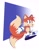 Size: 1396x1778 | Tagged: safe, artist:kobatuwu, miles "tails" prower, fox, 2023, abstract background, blue shoes, classic tails, looking at viewer, male, mouth open, smile, solo