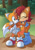 Size: 637x900 | Tagged: safe, artist:darknoiseuk, miles "tails" prower, sally acorn, cute, duo, funny kiss, not shipping, platonic, sally's vest and boots