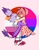 Size: 1036x1336 | Tagged: dead source, safe, artist:inidemoie, amy rose, blaze the cat, cat, hedgehog, 2021, amy x blaze, bisexual pride, blaze's tailcoat, blushing, cute, dress, eyes closed, female, females only, holding them, lesbian, lesbian pride, noses are touching, pride, shipping