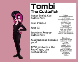 Size: 997x802 | Tagged: safe, artist:revheadarts, oc, oc:tombi the cuttlefish, black sclera, character sheet, cuttlefish