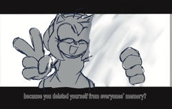 Size: 2048x1293 | Tagged: safe, artist:short-boii, amy rose, sonic frontiers, angst, dialogue, english text, eyes closed, mouth open, smile, solo, v sign