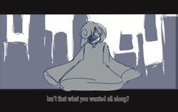 Size: 2048x1293 | Tagged: safe, artist:short-boii, sage, sonic frontiers, abstract background, angst, dialogue, english text, solo