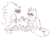 Size: 1280x970 | Tagged: safe, artist:eggskie, miles "tails" prower, sonic the hedgehog, fanfic:slipping away, angst, crouching, duo, fanfiction art, kneeling, line art, looking at each other, pinkie swear, shadowed face, simple background, white background