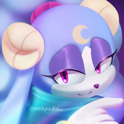 Size: 1272x1272 | Tagged: safe, artist:emiyuuko, sonic dream team, 2023, ariem, lidded eyes, lineless, signature, smile, solo