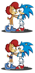 Size: 734x1500 | Tagged: safe, artist:scuffytoto, sally acorn, sonic the hedgehog, sally x sonic, shipping, straight