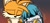 Size: 760x350 | Tagged: safe, artist:lizislife, kit the fennec, miles "tails" prower, clenched teeth, duo, duo male, eyes closed, frown, gay, gradient background, holding them, kit x tails, male, redraw, shipping