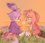 Size: 829x790 | Tagged: safe, artist:pholooo, amy rose, blaze the cat, cat, hedgehog, 2023, amy x blaze, amy's halterneck dress, blaze's tailcoat, blushing, clothes, cute, dress, female, females only, hearts, holding hands, lesbian, looking at each other, shipping, sunset