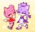 Size: 1584x1447 | Tagged: safe, artist:pukopop, amy rose, blaze the cat, cat, hedgehog, 2022, amy x blaze, amy's halterneck dress, blaze's tailcoat, blushing, clothes, cute, dress, eyes closed, female, females only, lesbian, mouth open, shipping