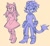 Size: 705x644 | Tagged: safe, artist:_ridofukuto_, amy rose, blaze the cat, cat, hedgehog, 2022, amy x blaze, amy's halterneck dress, blaze's tailcoat, blushing, clothes, cute, dress, female, females only, hands behind back, lesbian, looking at viewer, shipping