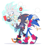 Size: 1829x2048 | Tagged: safe, artist:anhvo3511, shadow the hedgehog, silver the hedgehog, sonic the hedgehog, hedgehog, alternate universe, au:darkleading, drink, drinking, food, friendship, holding something, jacket, male, milkshake, psychokinesis, shadow (lighting), simple background, trio, walking, white background
