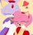 Size: 1923x2048 | Tagged: safe, artist:party_beef, amy rose, blaze the cat, cat, hedgehog, 2021, amy x blaze, amy's halterneck dress, blaze's tailcoat, blushing, clothes, cute, dress, eyes closed, female, females only, hand on shoulder, hearts, lesbian, mouth open, shipping