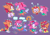 Size: 2700x1900 | Tagged: safe, artist:kayllacat, amy rose, trip the sungazer, 2023, amy's schoolgirl outfit, card, classic amy, classic sonic (universe), clothes, duo, flower crown, kiss on cheek, lesbian, mouth open, outline, purple background, shipping, simple background, skirt, smile, speech bubble, sweatdrop, tripamy