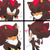 Size: 1500x1500 | Tagged: safe, artist:josithehedgehog, shadow the hedgehog, hedgehog, 2016, arms folded, back fluff, chest fluff, cute, ear fluff, english text, eyes closed, frown, heart, looking back, male, mouth open, neck fluff, panels, shadowbetes, simple background, smile, solo, sparkles, standing, tears, white background
