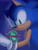 Size: 1920x2500 | Tagged: safe, artist:siggiedraws, sonic the hedgehog, abstract background, broken, chip's necklace, clenched teeth, lineless, looking at something, solo, watermark