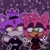 Size: 900x900 | Tagged: safe, artist:ash_poyo, amy rose, blaze the cat, cat, hedgehog, 2022, abstract background, amy x blaze, double v sign, duo, female, females only, frown, hand on hip, lesbian, lidded eyes, looking at viewer, middle finger, mouth open, open smile, outline, peace sign, shipping, smile, smiling at viewer, white outline