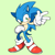 Size: 700x700 | Tagged: safe, artist:8xenon8, artist:shadails, sonic the hedgehog, green background, looking at viewer, simple background, smile, solo, v sign