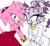 Size: 740x683 | Tagged: safe, artist:lemonlavendrr, amy rose, blaze the cat, cat, hedgehog, 2023, amy x blaze, amy's halterneck dress, blaze's tailcoat, blushing, clothes, cute, dress, female, females only, lesbian, looking at viewer, mouth open, shipping, sketch