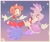 Size: 2700x2250 | Tagged: safe, artist:stellarspin, amy rose, blaze the cat, cat, hedgehog, 2023, amy x blaze, bubbles, cute, duo, female, females only, gradient background, lesbian, looking at viewer, mermaid, mouth open, open smile, shipping, smile, smiling at viewer
