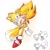 Size: 1280x1280 | Tagged: safe, artist:nekitogame67025, miles "tails" prower, sonic the hedgehog, 2023, :o, blushing, carrying them, dialogue, duo, english text, fleetway, fleetway super sonic, floppy ears, gay, heart, lidded eyes, looking at each other, shipping, signature, simple background, sonic x tails, super form, white background