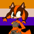 Size: 1080x1080 | Tagged: safe, artist:nonbinary-sticks-the-badger, sticks the badger, alternate eye color, ear fluff, green eyes, hand on hip, icon, looking offscreen, nonbinary, nonbinary pride, pride, pride flag, pride flag background, solo, solo nonbinary