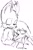 Size: 720x1095 | Tagged: safe, artist:shazuki0967, kit the fennec, miles "tails" prower, nine, sonic prime, 2023, blushing, duo, eye clipping through hair, eyes closed, frown, gay, kit x tails, leaning on them, line art, shipping, simple background, sweater, white background
