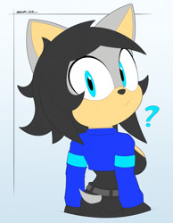 Size: 994x1280 | Tagged: safe, artist:slickehedgehog, oc, oc:makia the hedgehog, hedgehog, jacket, jeans, looking back, looking back at viewer