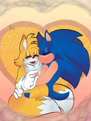 Size: 1536x2048 | Tagged: safe, artist:galaxyemotional27, miles "tails" prower, sonic the hedgehog, gay, shipping, sonic x tails