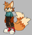 Size: 1637x1751 | Tagged: safe, artist:frostiios, miles "tails" prower, boots, brown gloves, clothes, colored ears, colored tail, frown, glasses, grey background, looking ahead, looking offscreen, pants, redesign, shirt, simple background, solo, standing