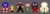 Size: 1080x307 | Tagged: safe, artist:theeighteleven, amy rose, knuckles the echidna, miles "tails" prower, sonic the hedgehog, 2023, alternate universe, au:quaddrive, female, gender swap, grey background, group, male, simple background, standing, super form, super terios, terios the hedgehog