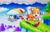 Size: 2048x1322 | Tagged: safe, artist:melosoni12, miles "tails" prower, sonic the hedgehog, sky high zone, 2019, classic sonic, classic sonic (universe), classic tails, clenched fists, clouds, duo, grass, hang glider, looking ahead, looking at them, male, males only, mouth open, running, smile, sonic the hedgehog 2 (8bit), tree