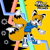 Size: 1024x1024 | Tagged: safe, artist:flameheart87, miles "tails" prower, abstract background, arms out, bending over, blue shoes, character name, chest fluff, cogwheel, colored ears, colored legs, colored tail, ear fluff, english text, fur markings, hoodie, looking up, modern tails, mouth open, one fang, redesign, smile, solo, standing