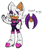 Size: 925x1041 | Tagged: safe, artist:thecoolertails, rouge the bat, ear piercing, english text, female, hair over one eye, hand on hip, lidded eyes, looking offscreen, redesign, rouge's hair, simple background, smile, solo, solo female, standing, white background