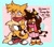 Size: 1229x1085 | Tagged: safe, artist:aconfusedaj, charmy bee, miles "tails" prower, 2021, abstract background, arm fluff, bandaid, bandaid over nose, blushing, blushing ears, chaails, crush, dialogue, duo, ear fluff, english text, femboy, fingerless gloves, frown, gay, goggles on head, holding tail, looking at them, looking down, nervous, redesign, scarf, shipping, skirt, smile, standing, sweatdrop, talking