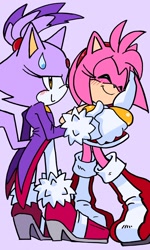 Size: 1952x3264 | Tagged: safe, artist:randomguy9991, amy rose, blaze the cat, amy x blaze, duo, lesbian