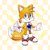 Size: 900x900 | Tagged: safe, artist:akaitsukii, miles "tails" prower, sonic adventure, 2022, abstract background, arms out, checkered background, cute, jet anklet, looking at viewer, male, rhythm badge, smile, smiling at viewer, solo, sparkles, standing, tailabetes
