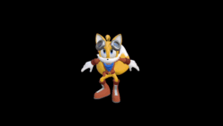 Size: 800x450 | Tagged: safe, artist:rotalice2, miles "tails" prower, 3d, animated, black background, falling, goggles on head, jumping, simple background, solo, spinning, tails adventure armada (fanproject)