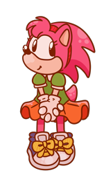 Size: 900x1500 | Tagged: safe, artist:gonthelizard, amy rose, 2019, amybetes, classic amy, cute, eyelashes, female, hands together, looking offscreen, simple background, smile, solo, transparent background