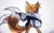 Size: 640x396 | Tagged: safe, artist:hooded-mask, miles "tails" prower, fox, angry, backlighting, clenched teeth, cross popping vein, gun, holding something, looking at viewer, male, simple background, solo, standing, weapon, white background