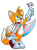 Size: 1510x2048 | Tagged: safe, artist:seagull-scribbles, miles "tails" prower, cape, flag, happy, looking up, mouth open, one fang, pride flag, simple background, smile, solo, standing, trans boy tails, trans pride, transgender, transparent background